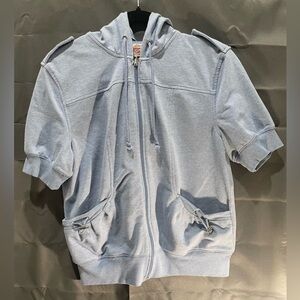 Vintage Blue Short Sleeve Hoodie